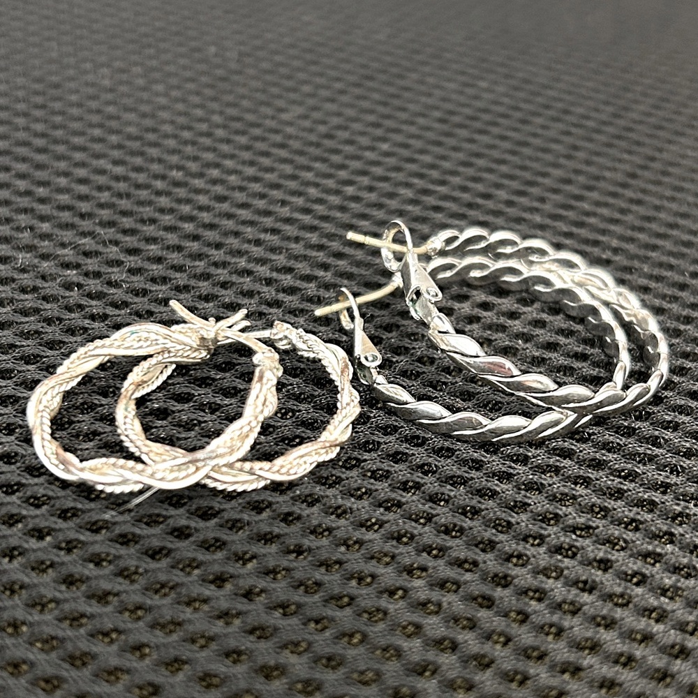 Elegant Silver and Gold Twisted Hoop Earrings